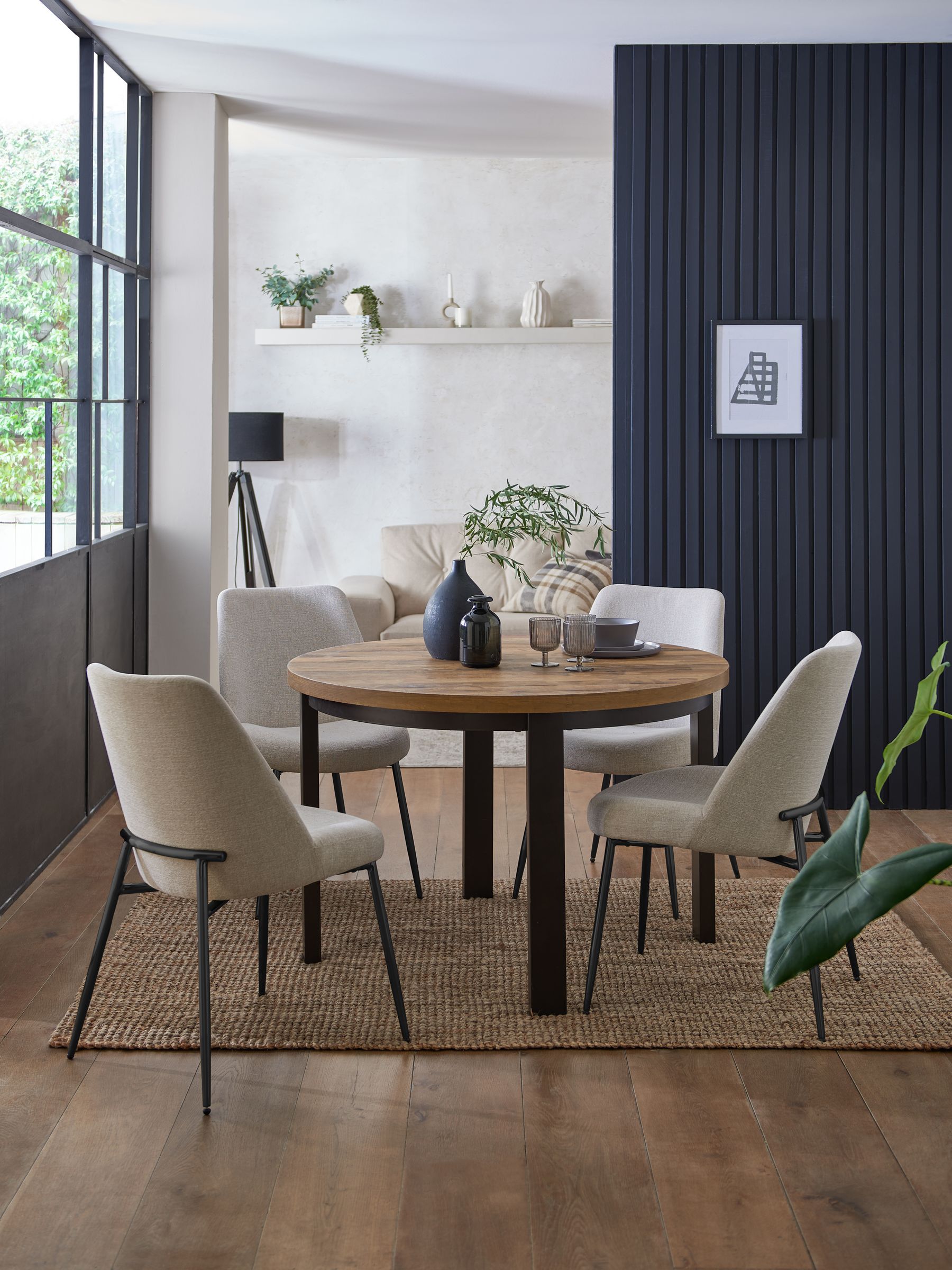 Buy Dark Bronx Oak Effect 4 Seater Round Dining Table from the Next UK online shop
