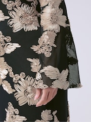Yours Curve Black London Floral Applique Dress - Image 4 of 5