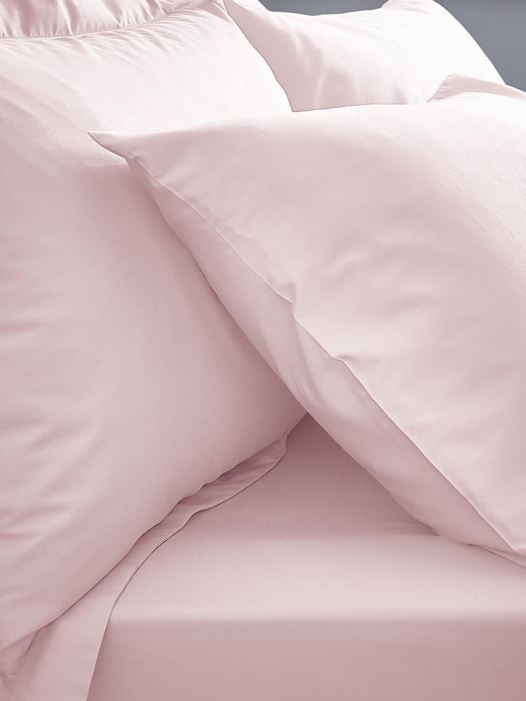 Bianca Blush Pink 200 Thread Count 100% Cotton Percale Extra Deep Fitted Sheet - Image 2 of 2