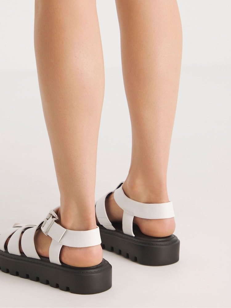 Simply Be White Extra Wide Fit Fisherman Upper on Chunky Outsole Sandals - Image 4 of 4