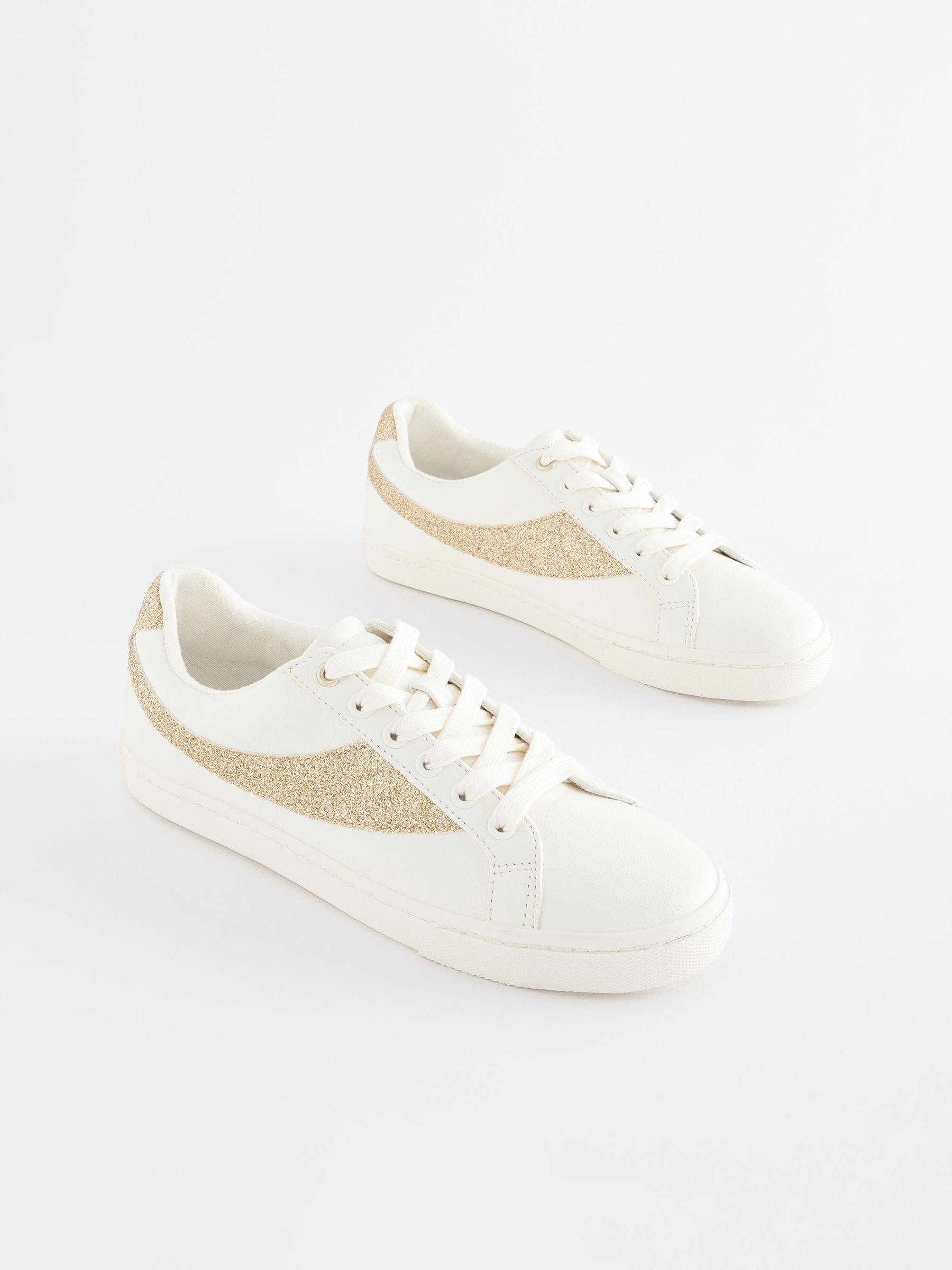 Buy White Forever Comfort Glitter Detail Lace Up Trainers from Next Luxembourg