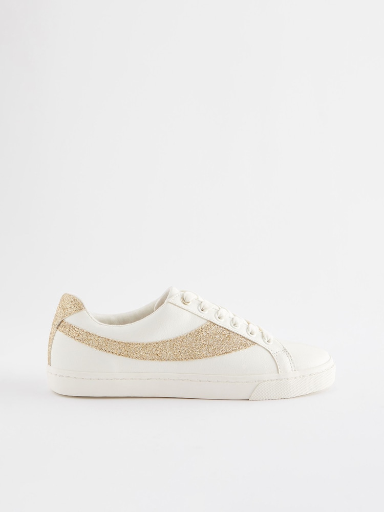 White Forever Comfort® Glitter Detail Lace-Up Trainers - Image 2 of 5