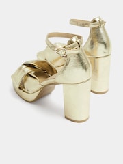 Yours Curve Gold Extra Wide Fit Knot Detail Platform Sandals - Image 4 of 5