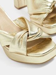Yours Curve Gold Extra Wide Fit Knot Detail Platform Sandals - Image 5 of 5
