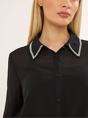 Star by Julien MacDonald Black Diamante Collar Shirt - Image 4 of 6