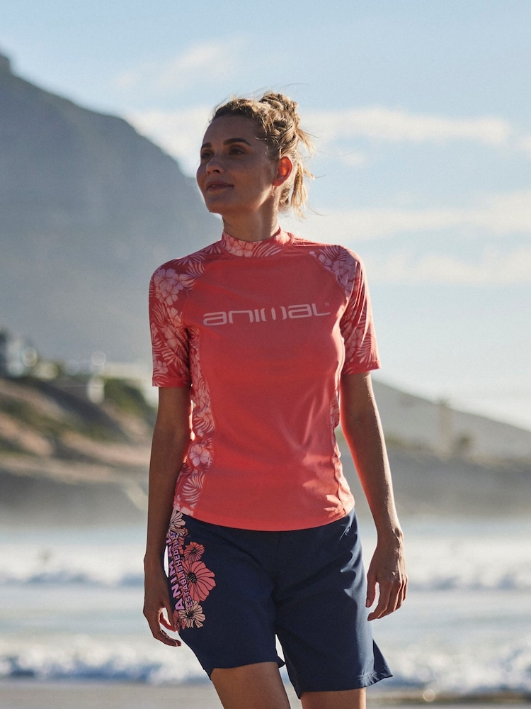 Animal Light Pink Womens Lucie Recycled Rash Vest - Image 1 of 9