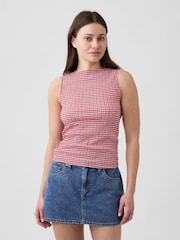 Gap Red Gingham Boatneck Vest - Image 1 of 5