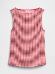 Gap Red Gingham Boatneck Vest - Image 5 of 5
