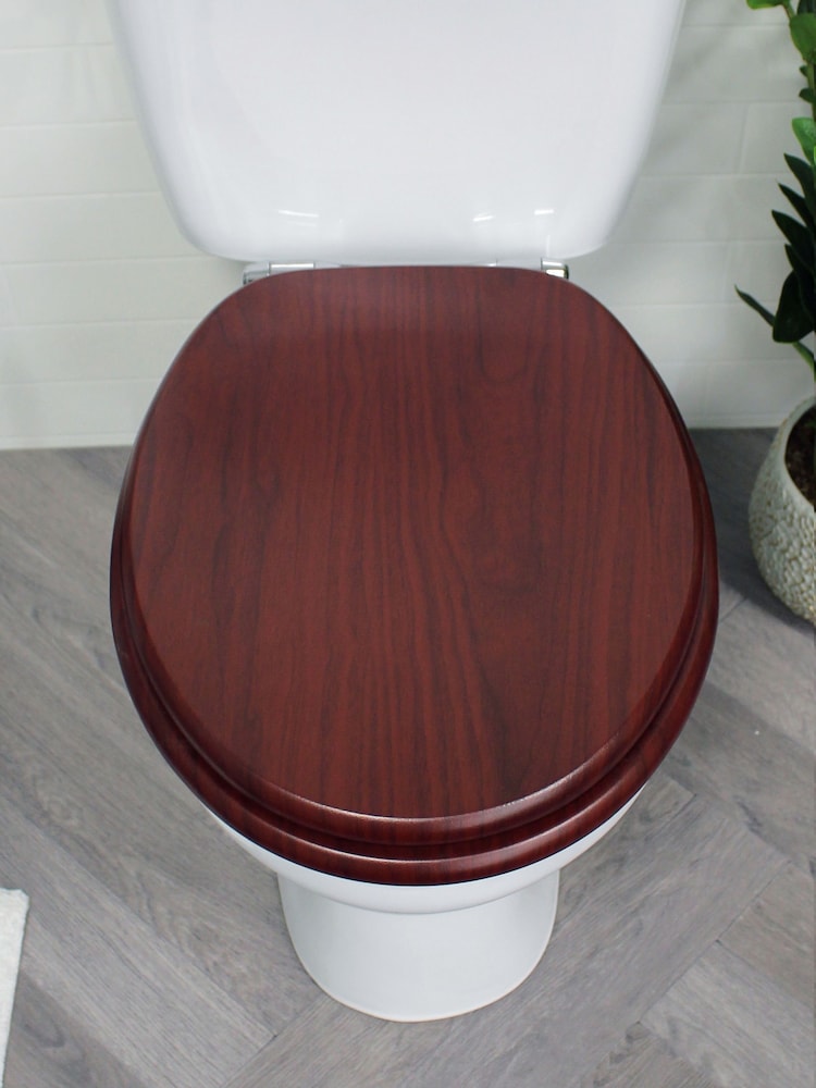 Showerdrape Brown Oxford Wooden Toilet Seat - Image 1 of 4