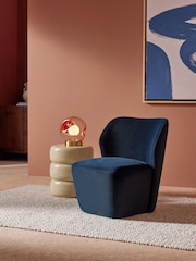 MADE.COM Midnight Navy Blue Velvet Topeka Accent Chair - Image 1 of 5