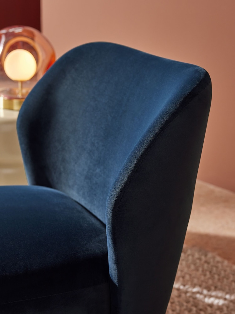 MADE.COM Midnight Navy Blue Velvet Topeka Accent Chair - Image 2 of 5