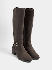 Long Tall Sally Brown Faux Leather Snaffle Knee High Riding Boots - Image 2 of 5