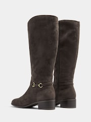 Long Tall Sally Brown Faux Leather Snaffle Knee High Riding Boots - Image 4 of 5