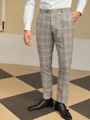 Light Grey Slim Fit Check Suit Trousers - Image 1 of 7