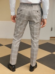 Light Grey Slim Fit Check Suit Trousers - Image 3 of 7