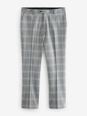 Light Grey Slim Fit Check Suit Trousers - Image 4 of 7