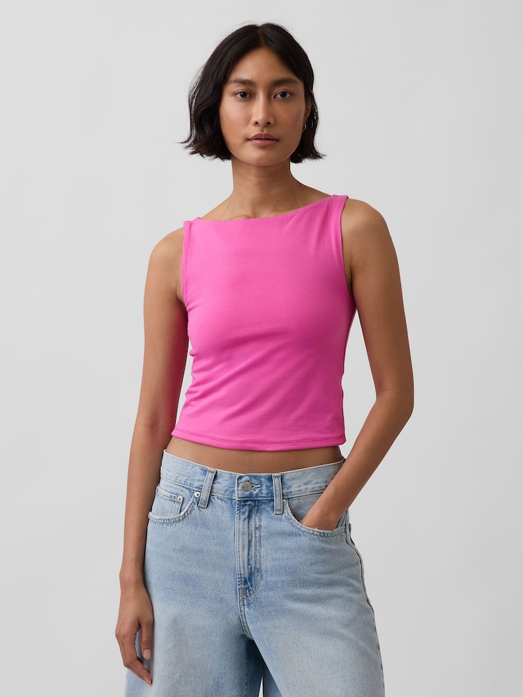 Rose - Gilet court à col bateau en jersey CloseKnit de Gap - Image 1 sur 3 Rose - Gilet court à col bateau en jersey CloseKnit de Gap - Image 1 sur 3