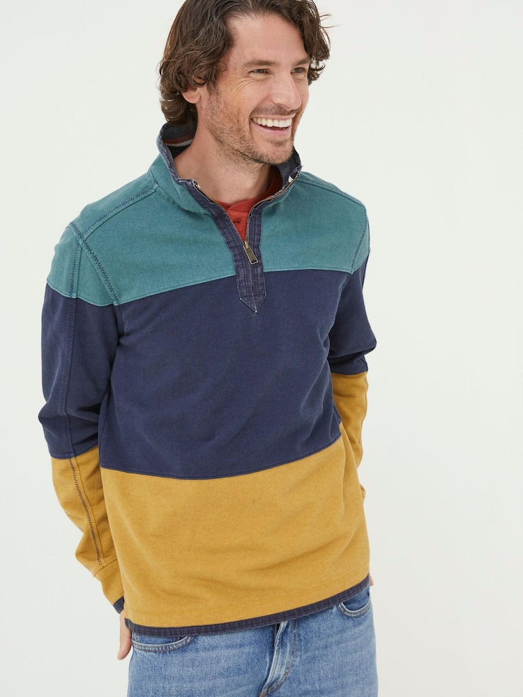 FatFace Green Airlie Cut And Sew Sweat Top - Image 1 of 5