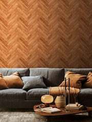 Hoopla Walls Teak Parquet Wallpaper - Image 1 of 2