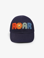 JoJo Maman Bébé Navy Blue Roar Appliqué Cap - Image 3 of 4