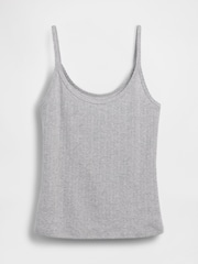 Gris - Camiseta corta de cuello redondo con detalle de punto de Gap - Imagen 4 de 4