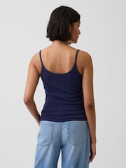 Azul marino - Camiseta corta de cuello redondo con detalle de punto de Gap - Imagen 2 de 4