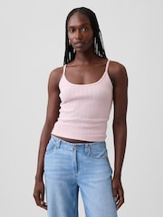 Rosa - Camiseta corta de cuello redondo con detalle de punto de Gap - Imagen 1 de 3