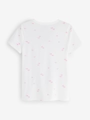 Gap White Flamingo Favourite Print V-Neck Short Sleeve T-Shirt - Image 2 of 4
