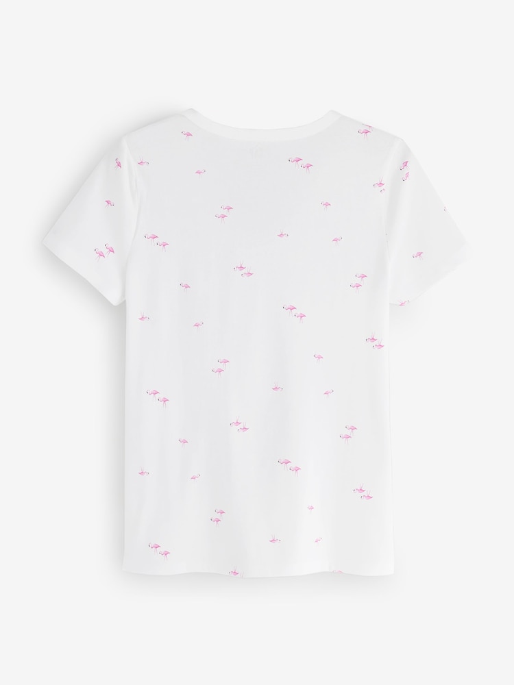 Gap White Flamingo Favourite Print V-Neck Short Sleeve T-Shirt - Image 2 of 4