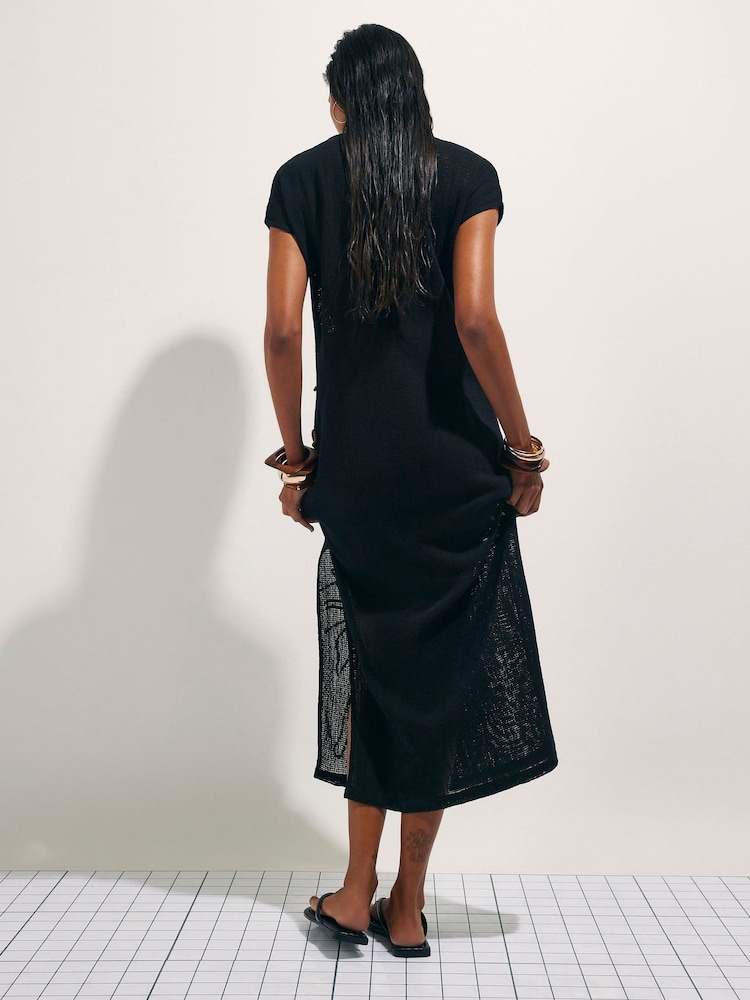 River Island Black Beaded Knit Maxi Dress - Image 2 of 4 River Island Black Beaded Knit Maxi Dress - Image 2 of 4
