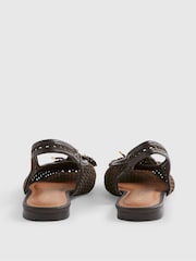 River Island Brown Flower Crochet Flat Slingback Shoes - Image 4 of 6