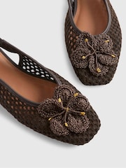 River Island Brown Flower Crochet Flat Slingback Shoes - Image 5 of 6
