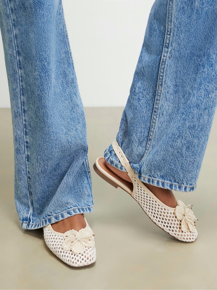 River Island フラワー クロシェ フラット スリングバック シューズ - 画像 1 / 6