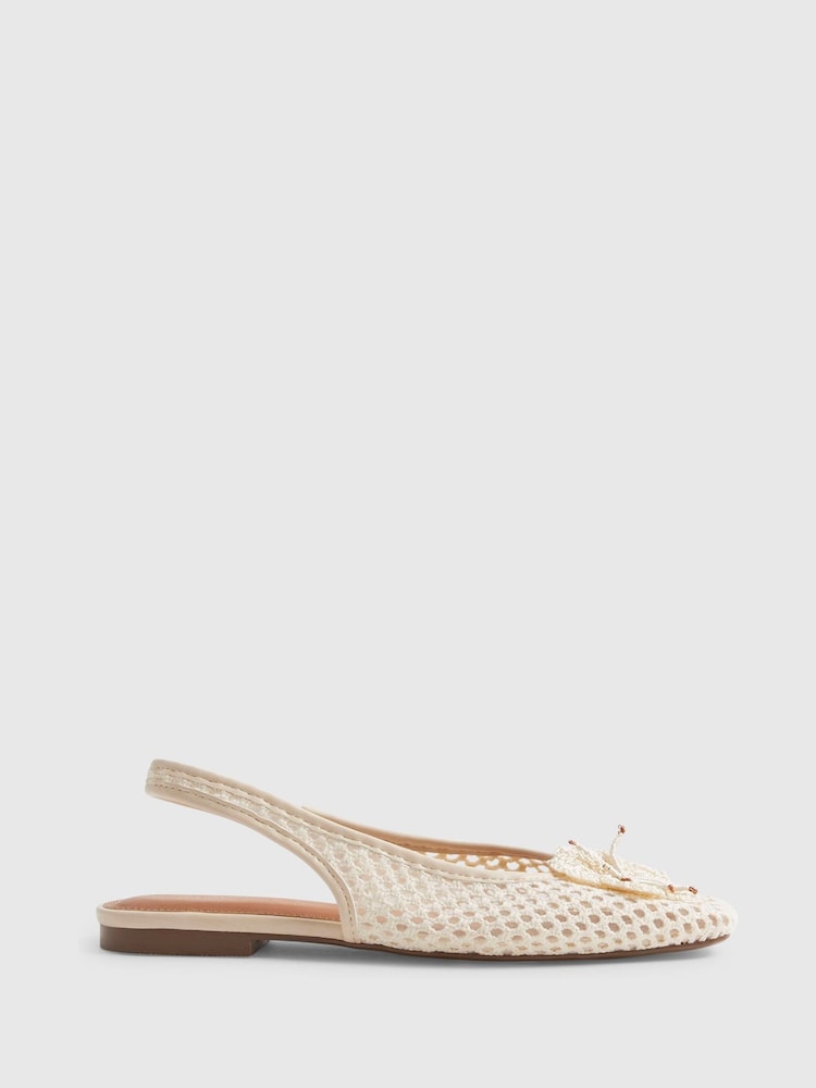 River Island フラワー クロシェ フラット スリングバック シューズ - 画像 2 / 6