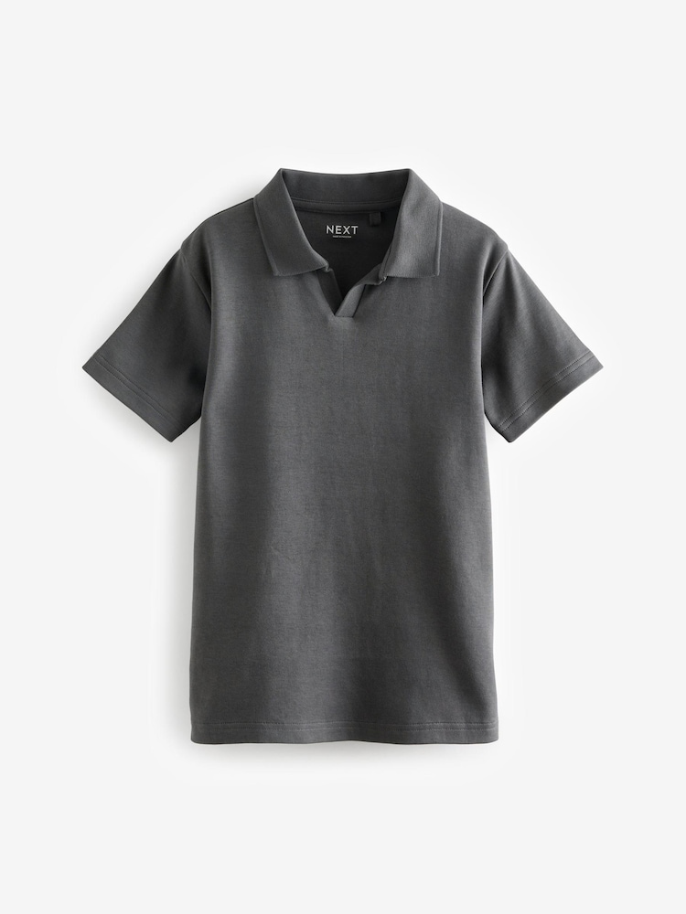 Grey Revere Collar Short Sleeve Polo Shirt (3-16yrs) - Image 1 of 3