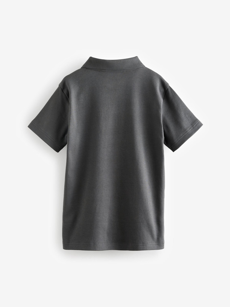 Grey Revere Collar Short Sleeve Polo Shirt (3-16yrs) - Image 2 of 3