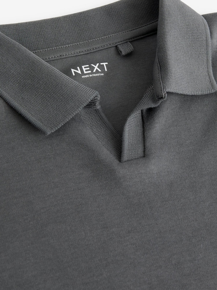 Grey Revere Collar Short Sleeve Polo Shirt (3-16yrs) - Image 3 of 3