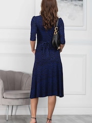 Jolie Moi Blue Glynice V-Neck Fit & Flare Dress - Image 2 of 5