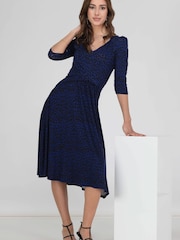 Jolie Moi Blue Glynice V-Neck Fit & Flare Dress - Image 4 of 5