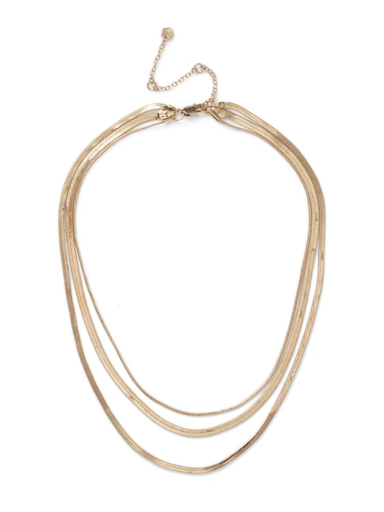 Aela Gold Tone Multi Row Snake Chain Necklace - Image 1 of 2