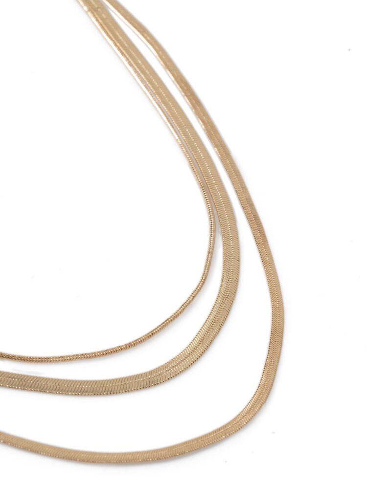 Aela Gold Tone Multi Row Snake Chain Necklace - Image 2 of 2