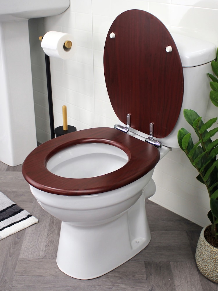 Showerdrape Brown Norfolk Soft Close Wooden Toilet Seat - Image 2 of 4