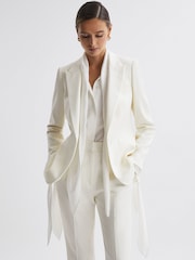 Reiss Off White Mila Tailored Fit Single Breasted Wool Suit Blazer - Image 1 of 6