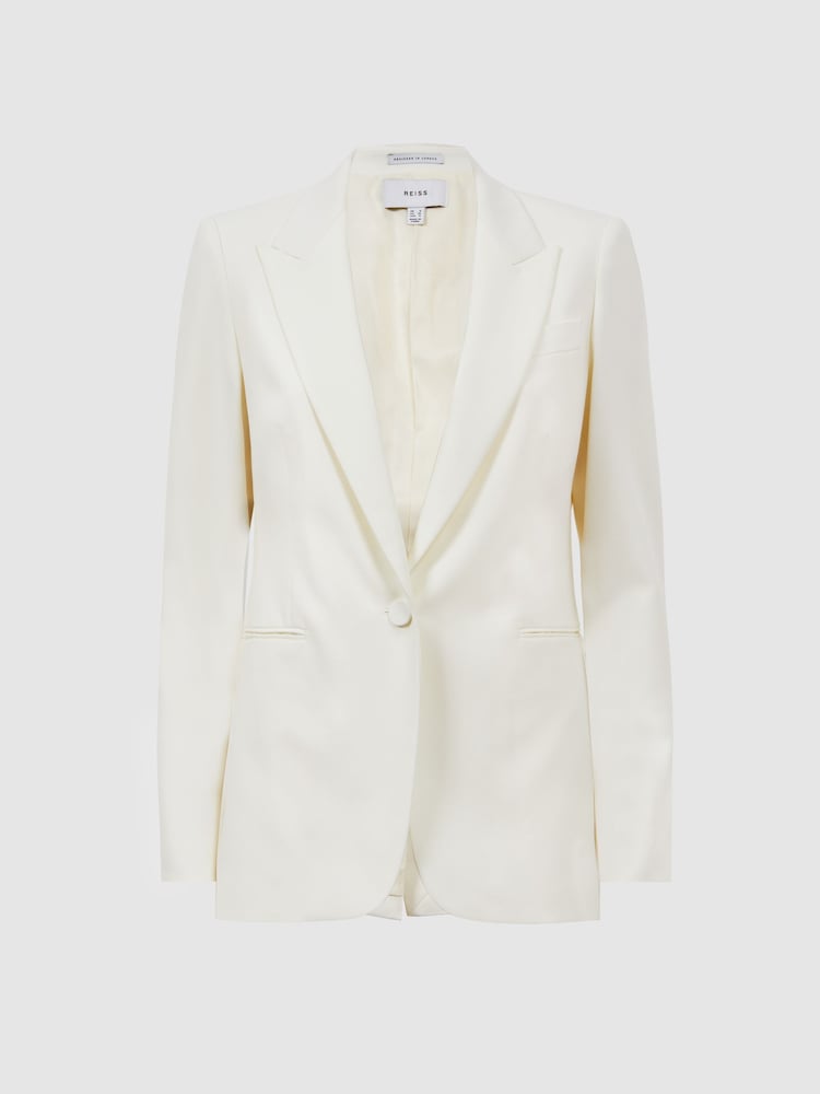 Reiss Off White Mila Tailored Fit Single Breasted Wool Suit Blazer - Image 2 of 6