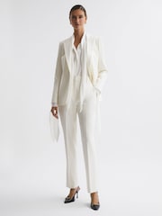 Reiss Off White Mila Tailored Fit Single Breasted Wool Suit Blazer - Image 3 of 6