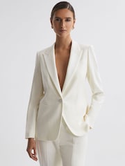 Reiss Off White Mila Tailored Fit Single Breasted Wool Suit Blazer - Image 6 of 6