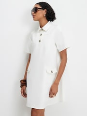River Island White Cotton Sateen Mini Dress - Image 2 of 4