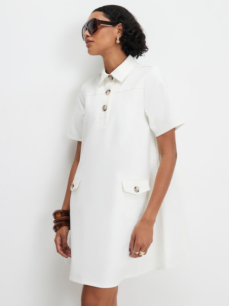 River Island White Cotton Sateen Mini Dress - Image 2 of 4