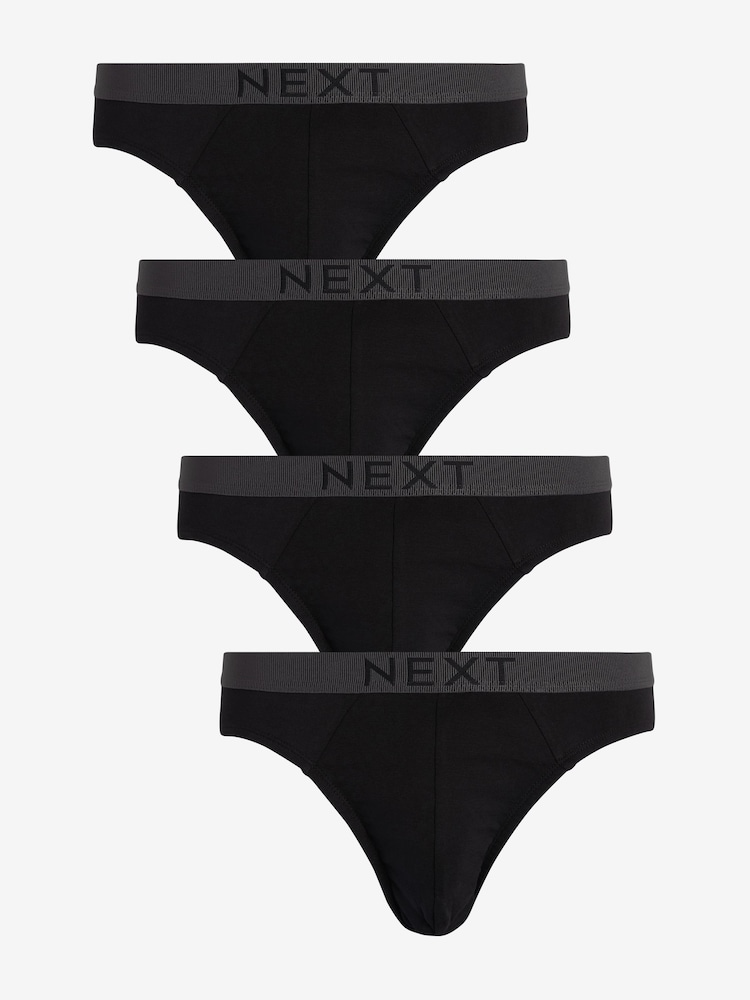 Black Pure 100% Cotton Briefs 4 Pack - Image 1 of 4