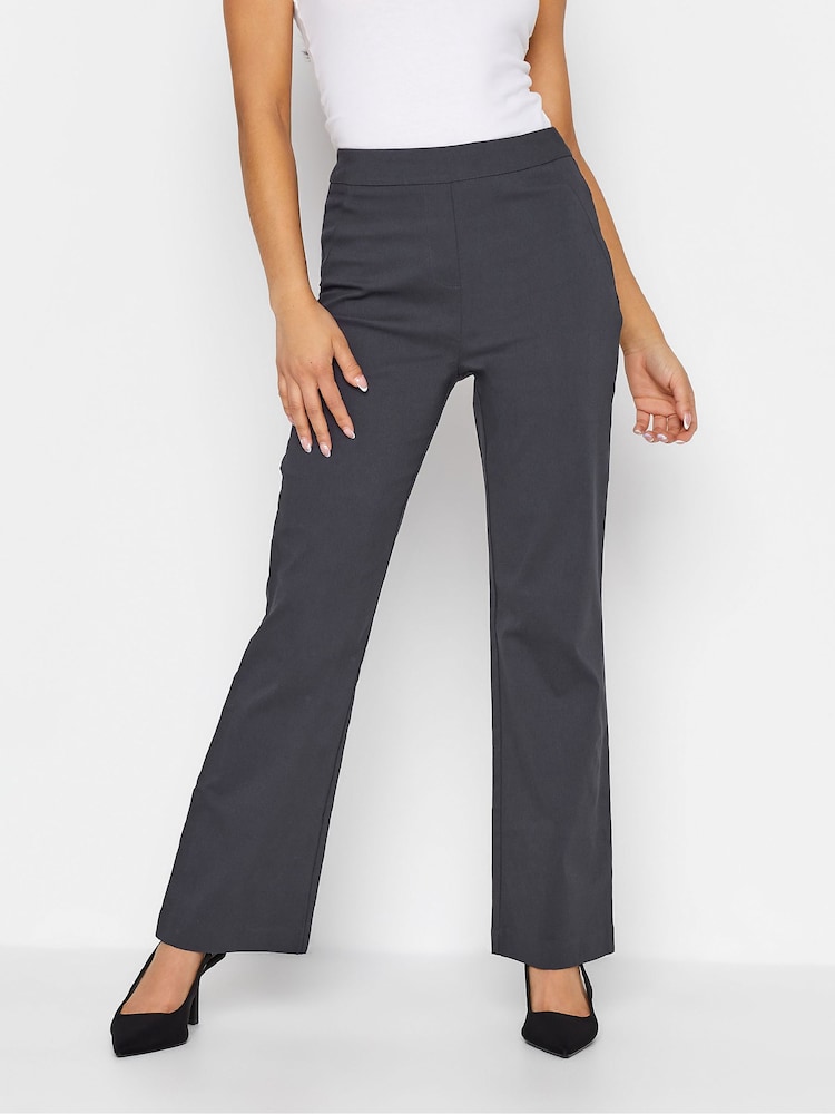 PixieGirl Petite Grey Stretch Bengaline Bootcut Trousers - Image 1 of 4